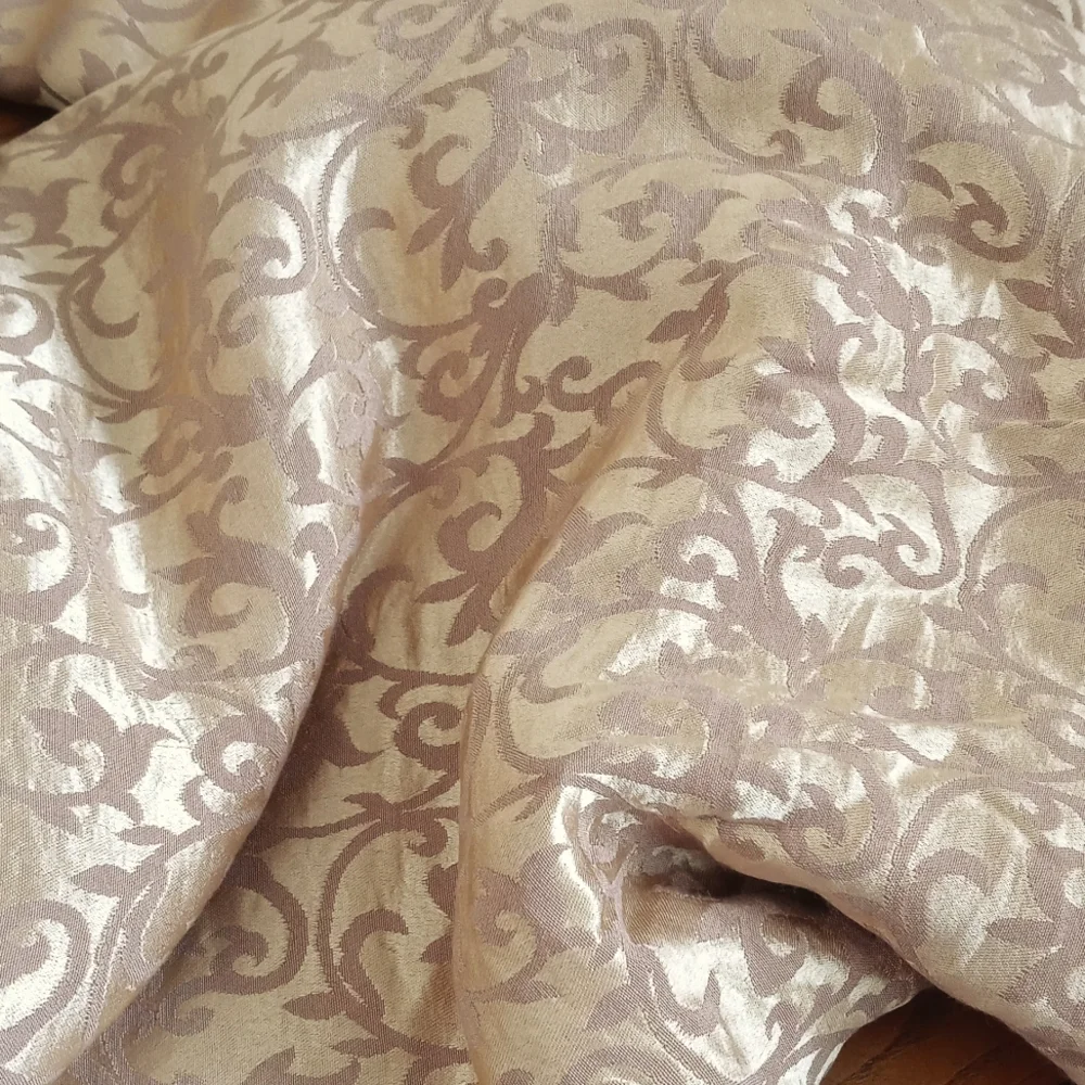 Vintage Art Deco Gold Shimmery (Damask) Viscose Curtain Panels 84